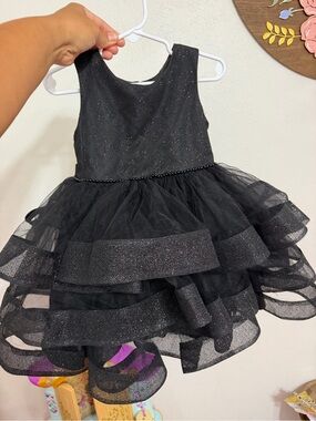Tip Top Kids Black Glitter Tulle Party Dress